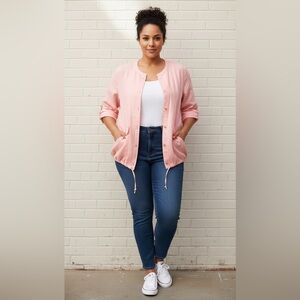 Woman within‎ long sleeve salmon pink light sweater